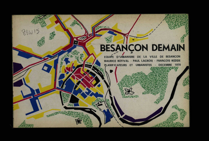 Centre directionnel, projet d'établissement : plans, plaquettes de présentation ("Besançon demain" (décembre 1970), "L'avenir de Besançon dépend de son centre-ville de demain", présentation du projet en 1972, "forum au cœur de la ville" (1970), conférence de MM. ROTIVAL et LACROIX)