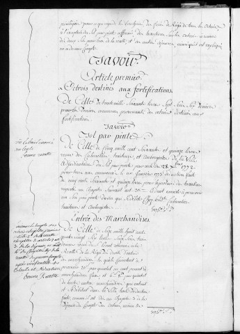 Comptes de la Ville de Besançon, recettes et dépenses, Compte de Pierre Bourdarye (1774)