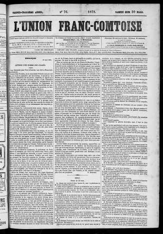 30/03/1878 - L'Union franc-comtoise [Texte imprimé]