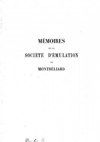 01/01/1924 - Mémoires de la Société d'émulation de Montbéliard [Texte imprimé]