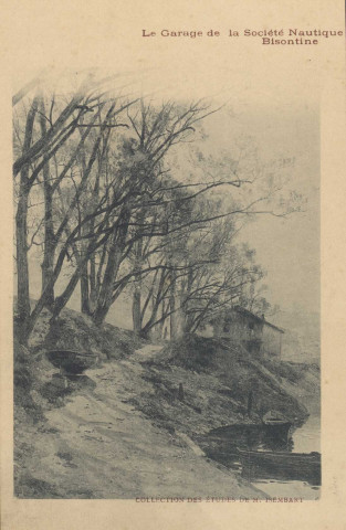 Carte postales "Le garage de la Société Nautique Bisontine".