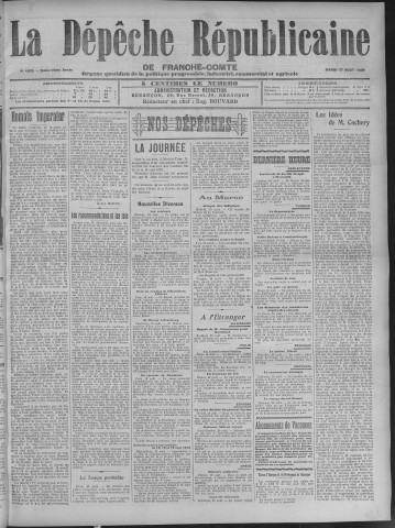 17/08/1909 - La Dépêche républicaine de Franche-Comté [Texte imprimé]