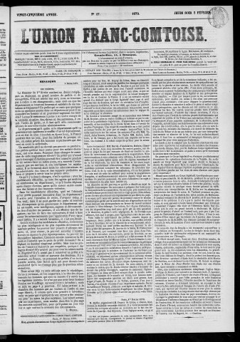 03/02/1870 - L'Union franc-comtoise [Texte imprimé]