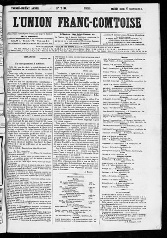 06/09/1881 - L'Union franc-comtoise [Texte imprimé]