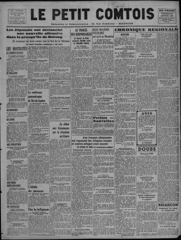 30/01/1942 - Le petit comtois [Texte imprimé] : journal républicain démocratique quotidien