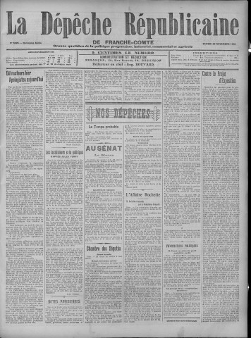 26/11/1910 - La Dépêche républicaine de Franche-Comté [Texte imprimé]