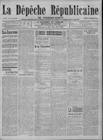 14/12/1912 - La Dépêche républicaine de Franche-Comté [Texte imprimé]