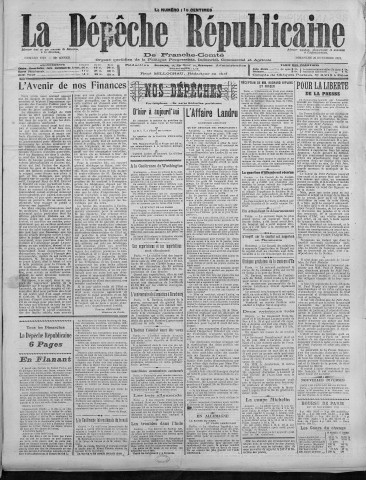 20/11/1921 - La Dépêche républicaine de Franche-Comté [Texte imprimé]
