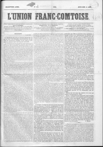 14/08/1862 - L'Union franc-comtoise [Texte imprimé]