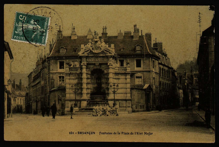 Besançon - Besançon - Fontaine de la Place d'Etat-Major - Rue de Pontarlier - Rue des Martelots. [image fixe] , 1904/1930