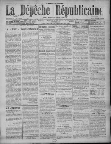 31/08/1928 - La Dépêche républicaine de Franche-Comté [Texte imprimé]