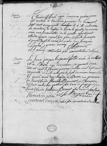 Paroisse de Velotte et de Beure : baptêmes (naissances), mariages, sépultures (décès) (3 janvier 1750 - 22 décembre 1769)