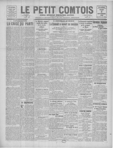 07/09/1926 - Le petit comtois [Texte imprimé] : journal républicain démocratique quotidien