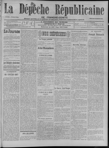 30/11/1911 - La Dépêche républicaine de Franche-Comté [Texte imprimé]