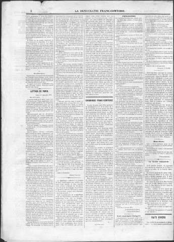 03/09/1873 - La Démocratie franc-comtoise : journal politique quotidien