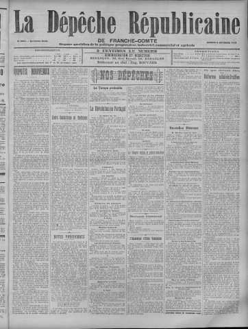 08/10/1910 - La Dépêche républicaine de Franche-Comté [Texte imprimé]