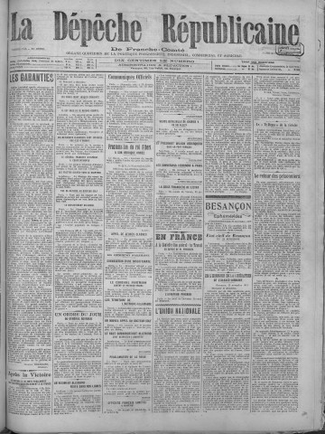 25/11/1918 - La Dépêche républicaine de Franche-Comté [Texte imprimé]