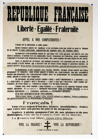 Appel à nos compatriotes du Comité de Libération de Luxeuil, affiche