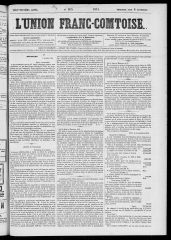 06/11/1874 - L'Union franc-comtoise [Texte imprimé]