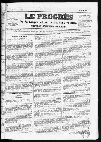02/04/1840 - Le Progrès de Besançon et de la Franche-Comté