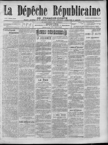 02/09/1905 - La Dépêche républicaine de Franche-Comté [Texte imprimé]