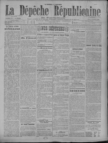 14/09/1922 - La Dépêche républicaine de Franche-Comté [Texte imprimé]