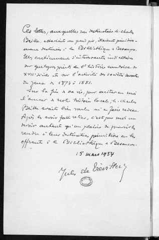 Ms 2149 - Lettres de Philippe Perraud à Charles Baille, 1873-1881.