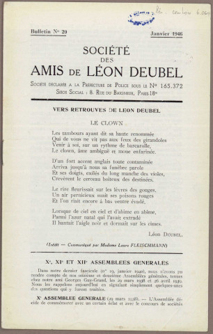 01/1946 - Bulletin / Société des amis de Léon Deubel