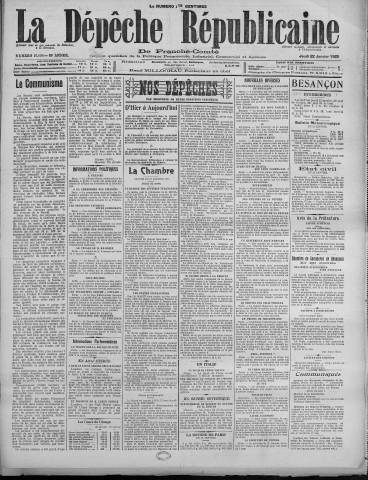 22/01/1925 - La Dépêche républicaine de Franche-Comté [Texte imprimé]