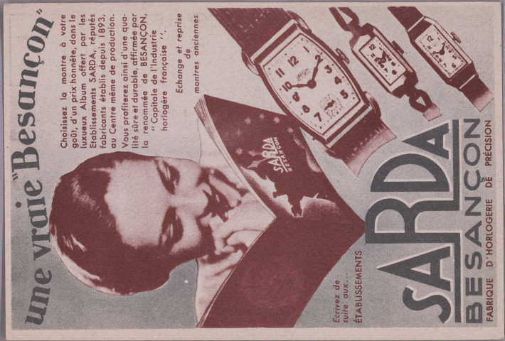 [carte commerciale demande de catalogue de la fabrique d'Horlogerie de précision SARDA]. [image fixe] , 1904/1930