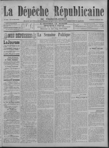 19/07/1914 - La Dépêche républicaine de Franche-Comté [Texte imprimé]