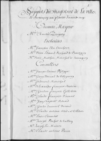 Registre des délibérations municipales 1er janvier - 31 décembre 1719