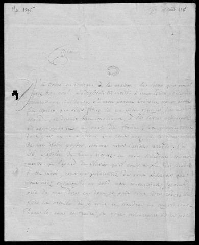 Ms 1895 - Correspondance de Charles Weiss (tome VIII) : Etienne Jacquemard.