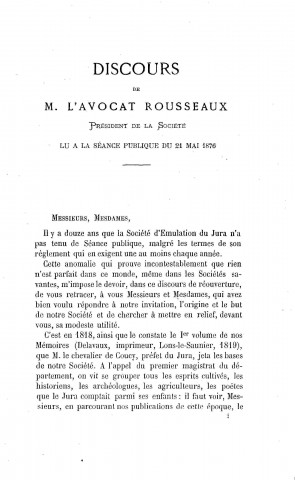 01/01/1877 - Mémoires de la Société d'émulation du Jura [Texte imprimé]
