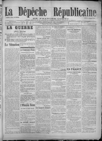 19/07/1917 - La Dépêche républicaine de Franche-Comté [Texte imprimé]