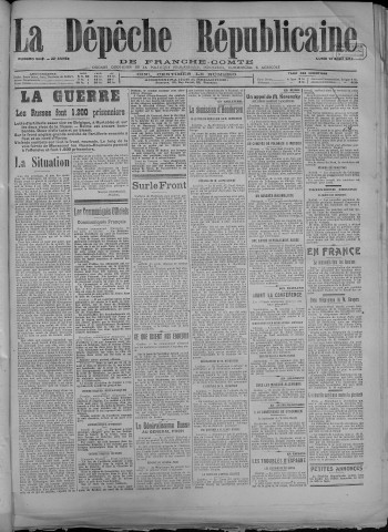 13/08/1917 - La Dépêche républicaine de Franche-Comté [Texte imprimé]