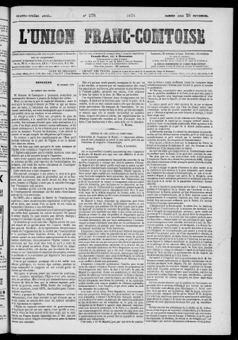 25/11/1876 - L'Union franc-comtoise [Texte imprimé]