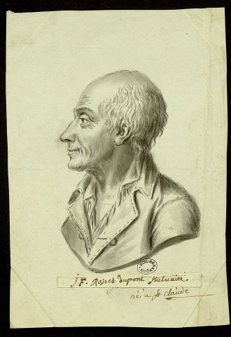 J.-F. Rosset-Dupont, statuaire. Buste, de profil gauche [dessin] , [S.l.] : [s.n.], [1800-1899]