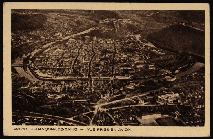 Besançon-les-Bains. - Vue prise par avion [image fixe] , Mulhouse : Braun & Cie, 1904/1930