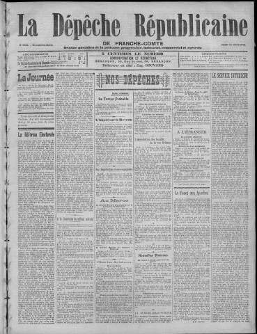 14/03/1912 - La Dépêche républicaine de Franche-Comté [Texte imprimé]