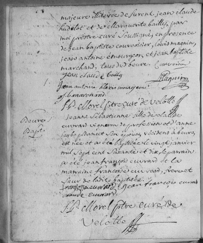 Paroisse de Velotte et de Beure : baptêmes (naissances), mariages, sépultures (décès) (2 janvier 1770 - 20 octobre 1792).
A noter : manque la période 1783-1792 pour la paroisse de Beure (le registre est conservé aux Archives départementales du Doubs, sous la cote 2Mi EC 1212).