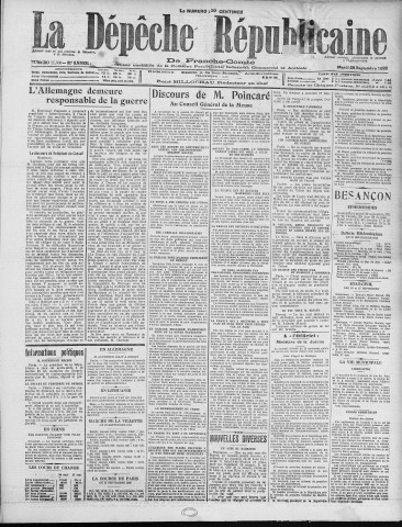 28/09/1926 - La Dépêche républicaine de Franche-Comté [Texte imprimé]