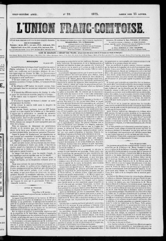 25/01/1873 - L'Union franc-comtoise [Texte imprimé]