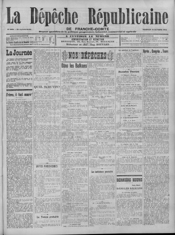 18/10/1912 - La Dépêche républicaine de Franche-Comté [Texte imprimé]