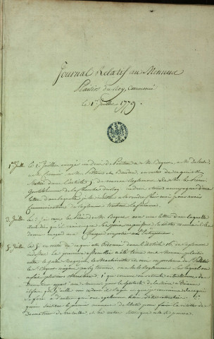 Ms Pâris 23 - « Journal relatif aux Menus Plaisirs du Roy, commencé le 1er juillet 1779 » et terminé en 1792, par P.-A. Paris, architecte des Menus