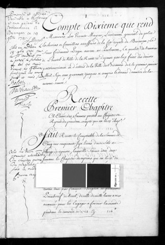 Comptes de la Ville de Besançon, recettes et dépenses, Compte de Ferdinand Pagot (1740)