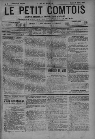 09/08/1883 - Le petit comtois [Texte imprimé] : journal républicain démocratique quotidien