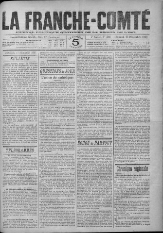13/12/1890 - La Franche-Comté : journal politique de la région de l'Est