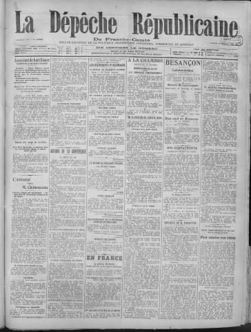 22/02/1919 - La Dépêche républicaine de Franche-Comté [Texte imprimé]
