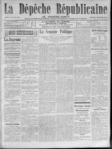 07/09/1913 - La Dépêche républicaine de Franche-Comté [Texte imprimé]